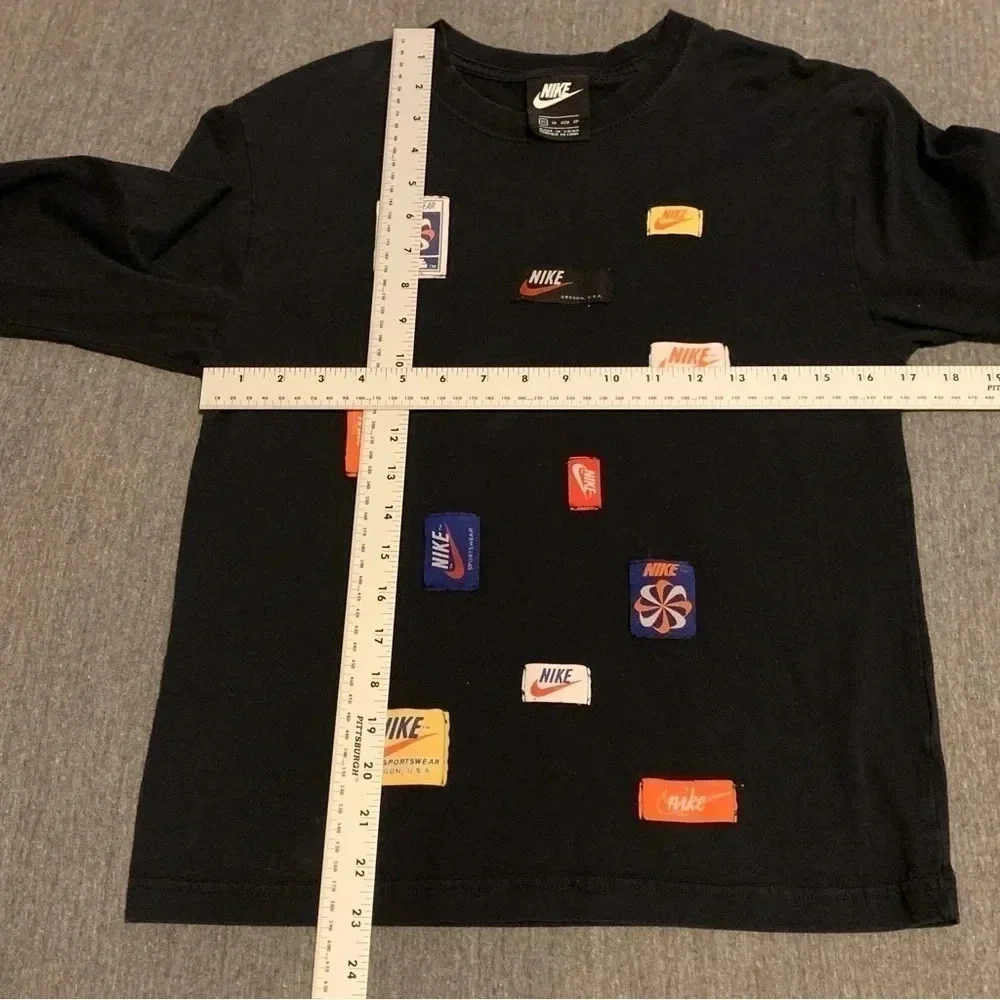 Vintage Nike Tags ICON CLASH LONG SLEEVE CREW NECK TOP BLACK 2008 XS RARE HTF